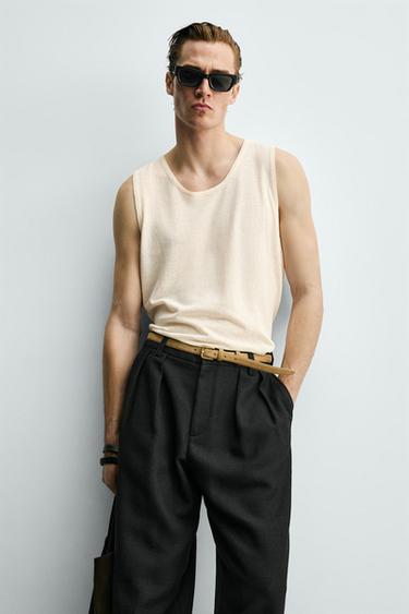 DÉBARDEUR EN TRICOT LIN - COTON - Écru de Zara - Image 3