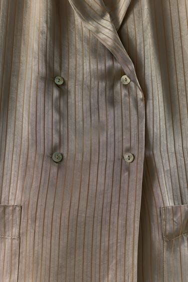 CHEMISE PYJAMA À RAYURES - Marron clair de Zara - Image 6