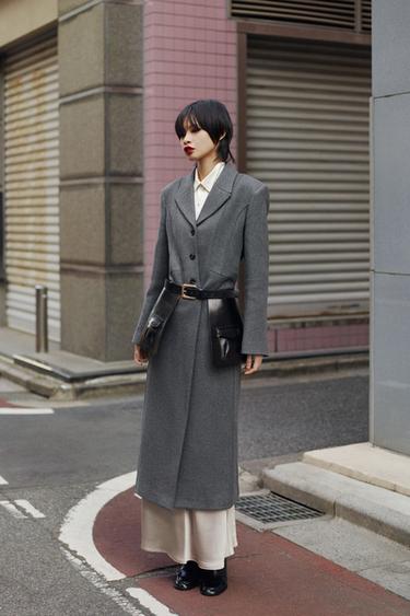 ZARA】ロング丈ダブルブレストコート | 8469/107/800 - ブラック - XS 