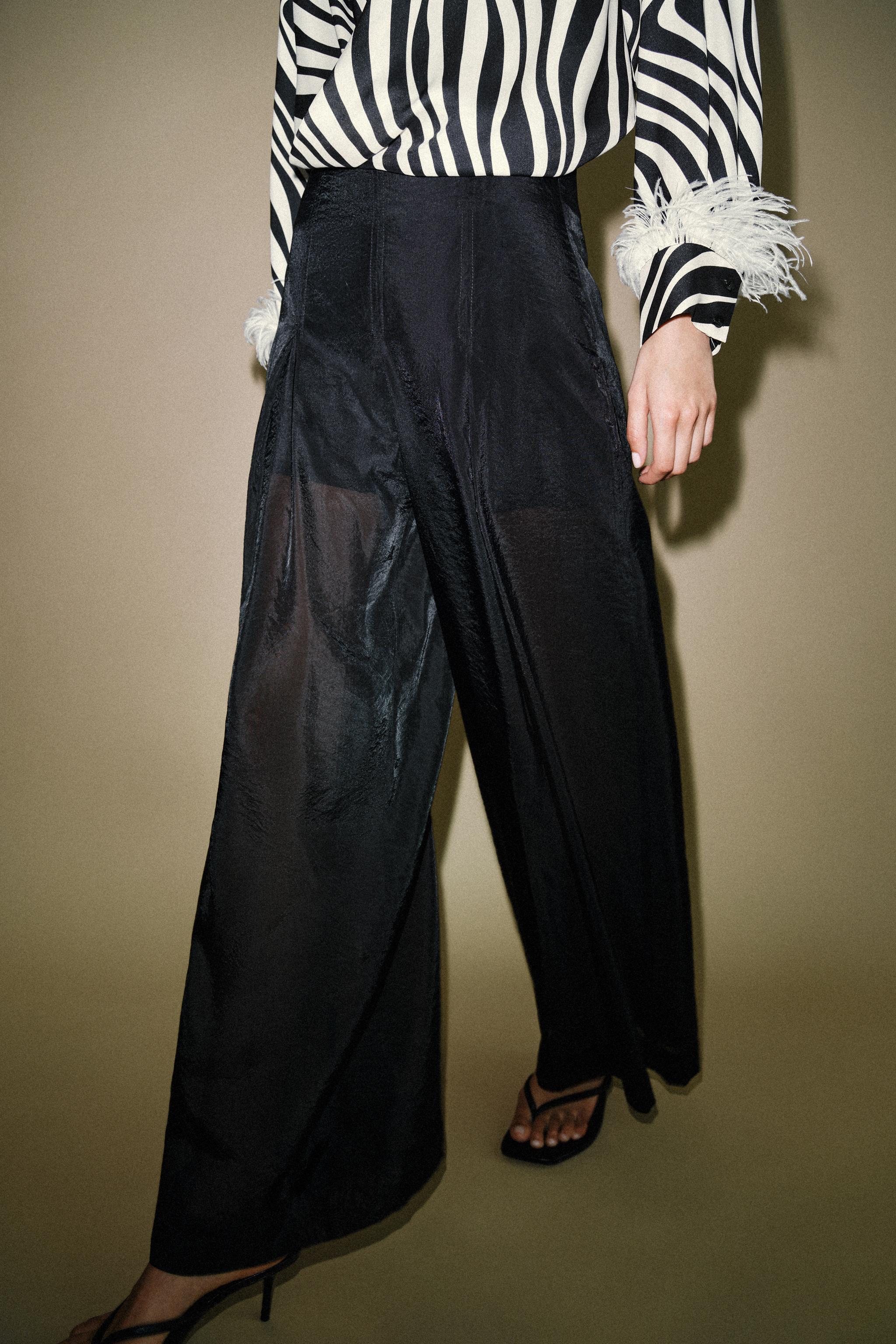 SEMI-SHEER WIDE LEG PANTS