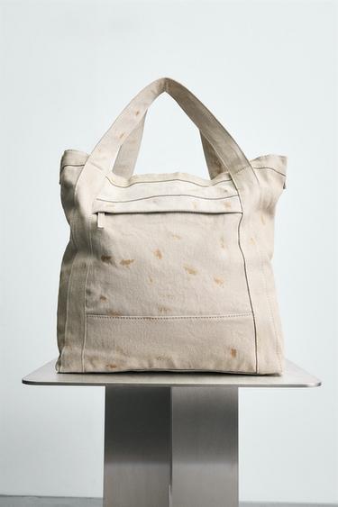 BOLSO SHOPPER TEJIDO - Blanco de Zara