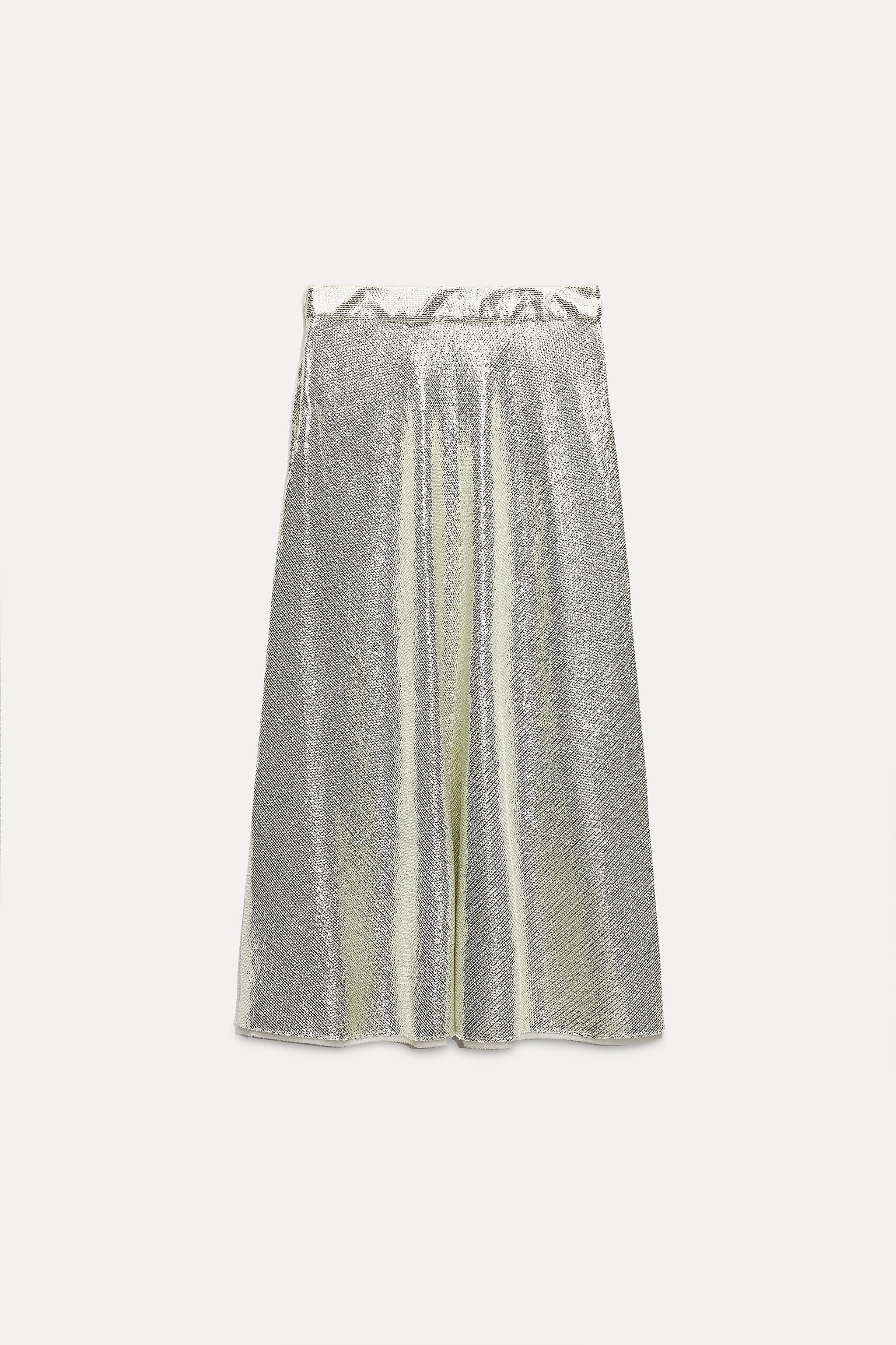 SEQUIN MIDI SKIRT ZW COLLECTION - Gold / Silver | ZARA