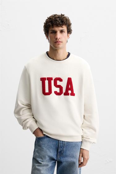 SUDADERA TEXTOS PARCHES - Crudo de Zara