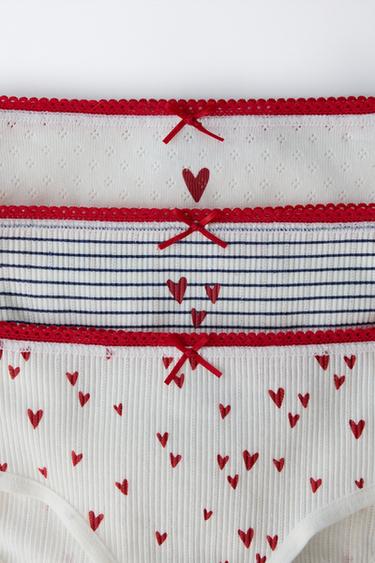 AGES 2-6/ THREE-PACK OF HEART PRINT BRIEFS - Ecru by Zara - Image 1