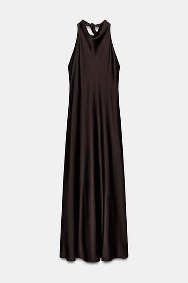 LONG SATIN DRESS - Burgundy by Zara - Image 0