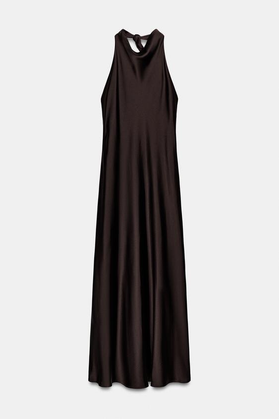 VESTIDO LARGO SATINADO - Burgundy de Zara - Imagen 0