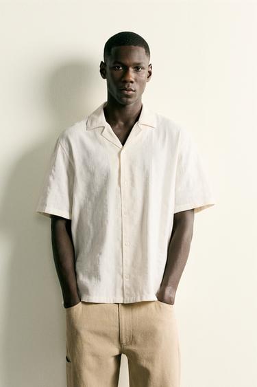 CAMISA REGULAR FIT JACQUARD - Blanco roto de Zara