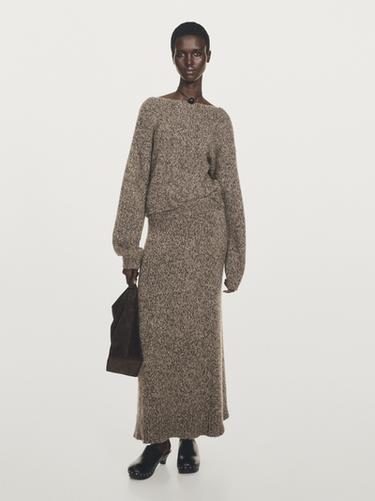 Zara 100% cashmere knit midi skirt - Mink