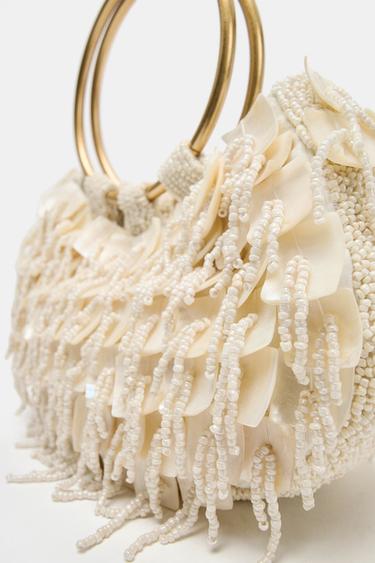 MOTHER-OF-PEARL EFFECT BUCKET BAG - white by Zara - Image 4