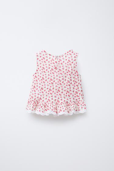 TOP PETITES FLEURS - Rouge de Zara - Image 1