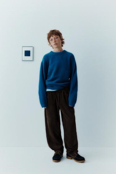 Zara SOFT WOOL KNIT SWEATER - Bluish