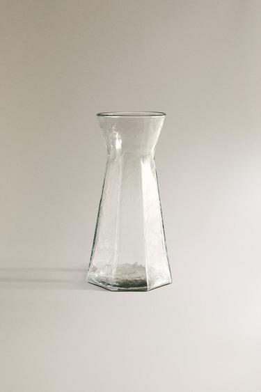 FACETED GLASS VASE - Greenish by Zara