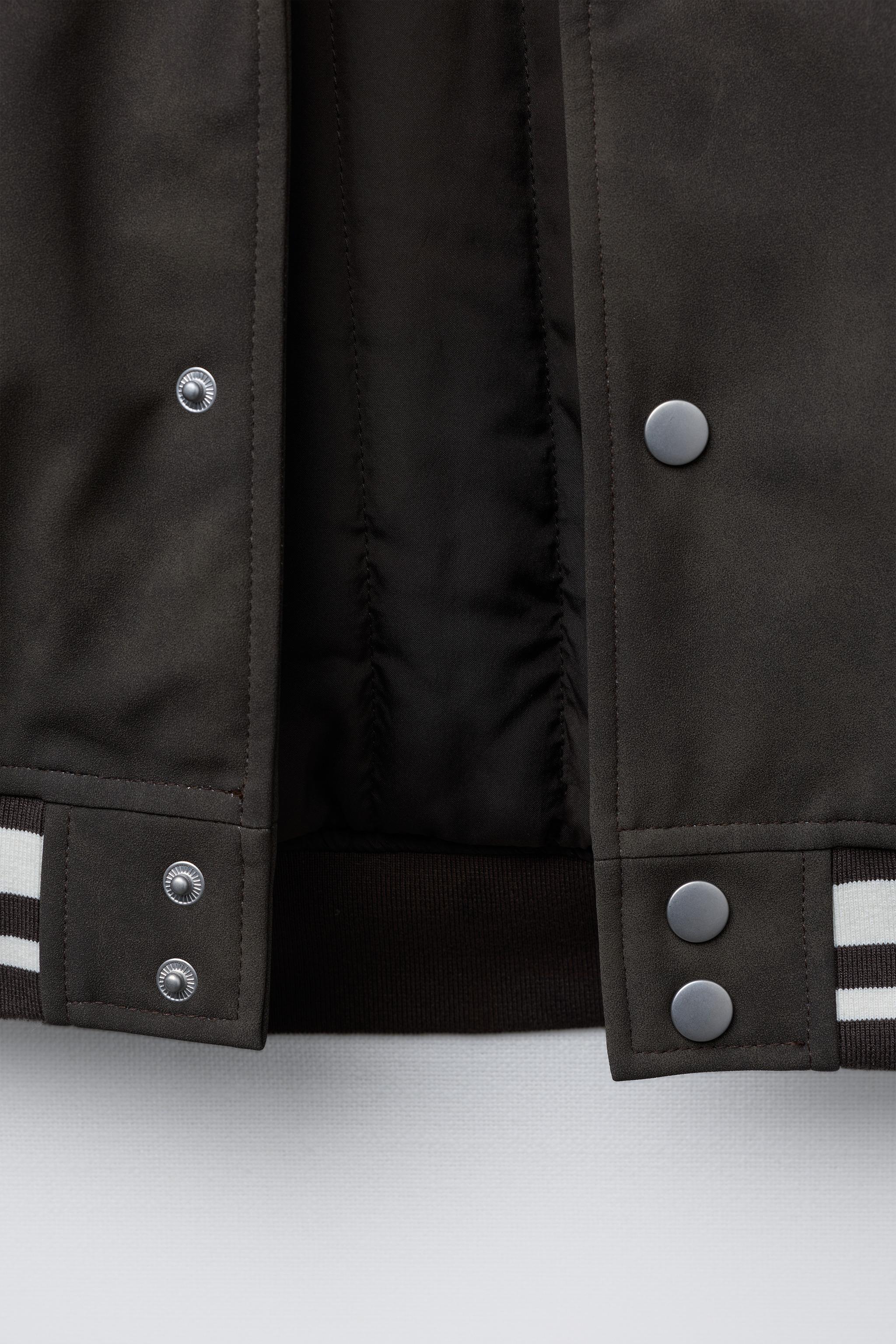 BLOUSON BOMBER À CAPUCHE MATIÈRE SYNTHÉTIQUE