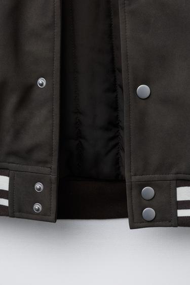 BOMBER JACKET WITH HOODIE AND FAUX LEATHER SLEEVES - Brown by Zara - Image 8