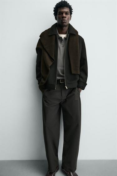 BLOUSON EN DRAP DE LAINE AVEC ZIP - Noir de Zara - Image 4