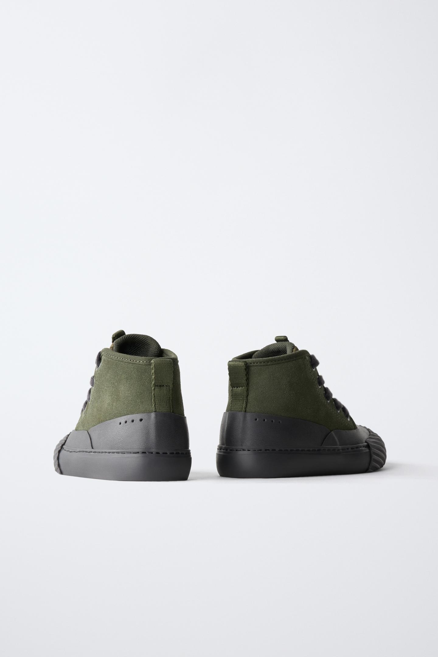 Детские кроссовки Zara Timeless - Leather Suede Bootie, цвет: Хаки зелёный — фото 6