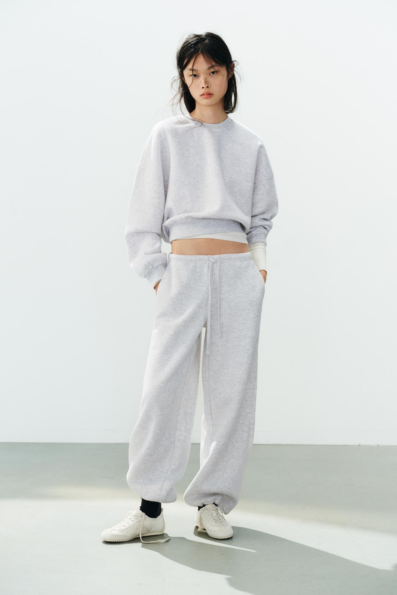 BASIC FLEECE SWEATSHIRT — Gray marl