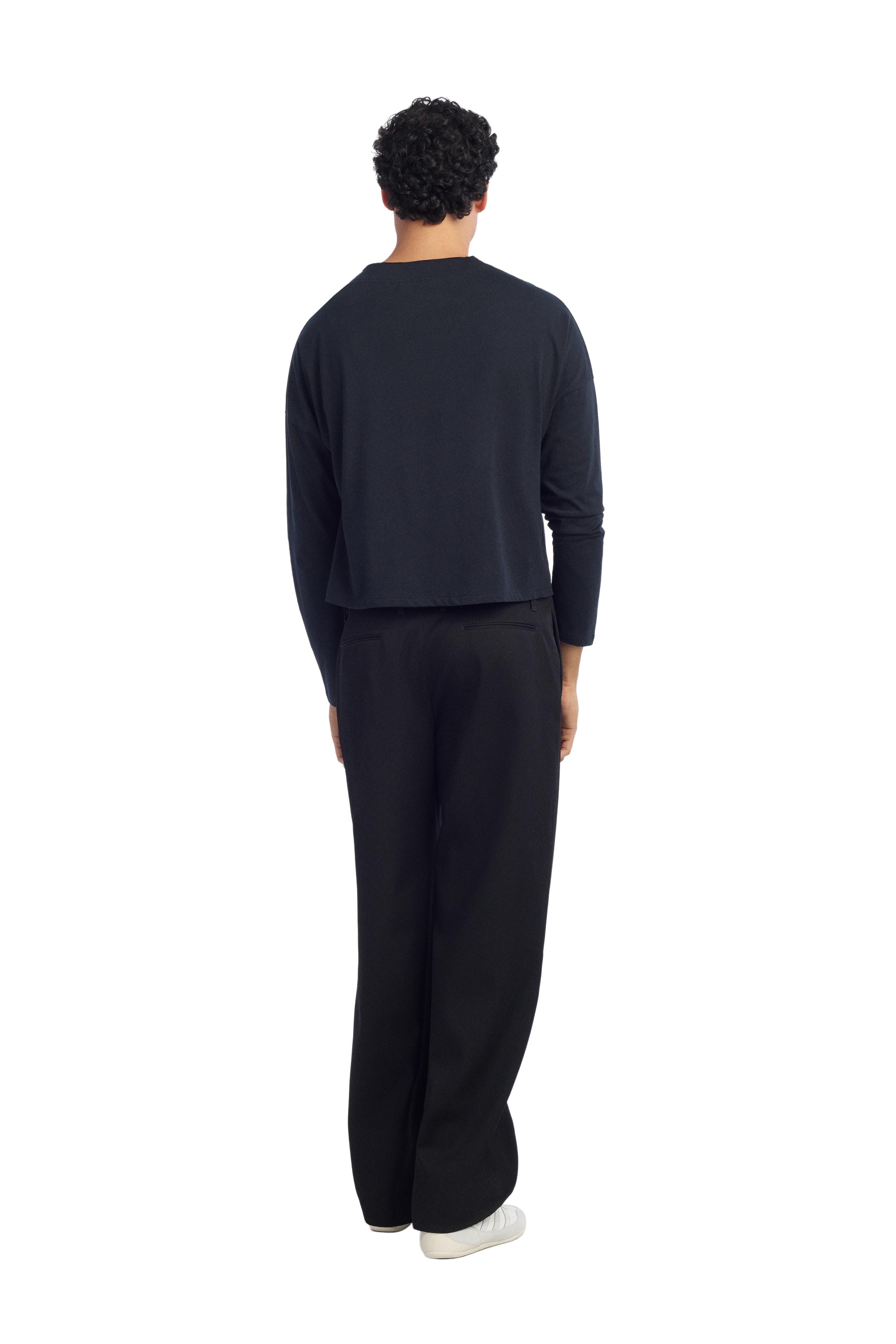 LONG SLEEVE CROPPED T-SHIRT — Navy blue
