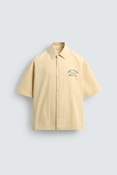 CHEMISE COUPE BOXY À INSCRIPTIONS IMPRIMÉES - Sable de Zara - Image 7