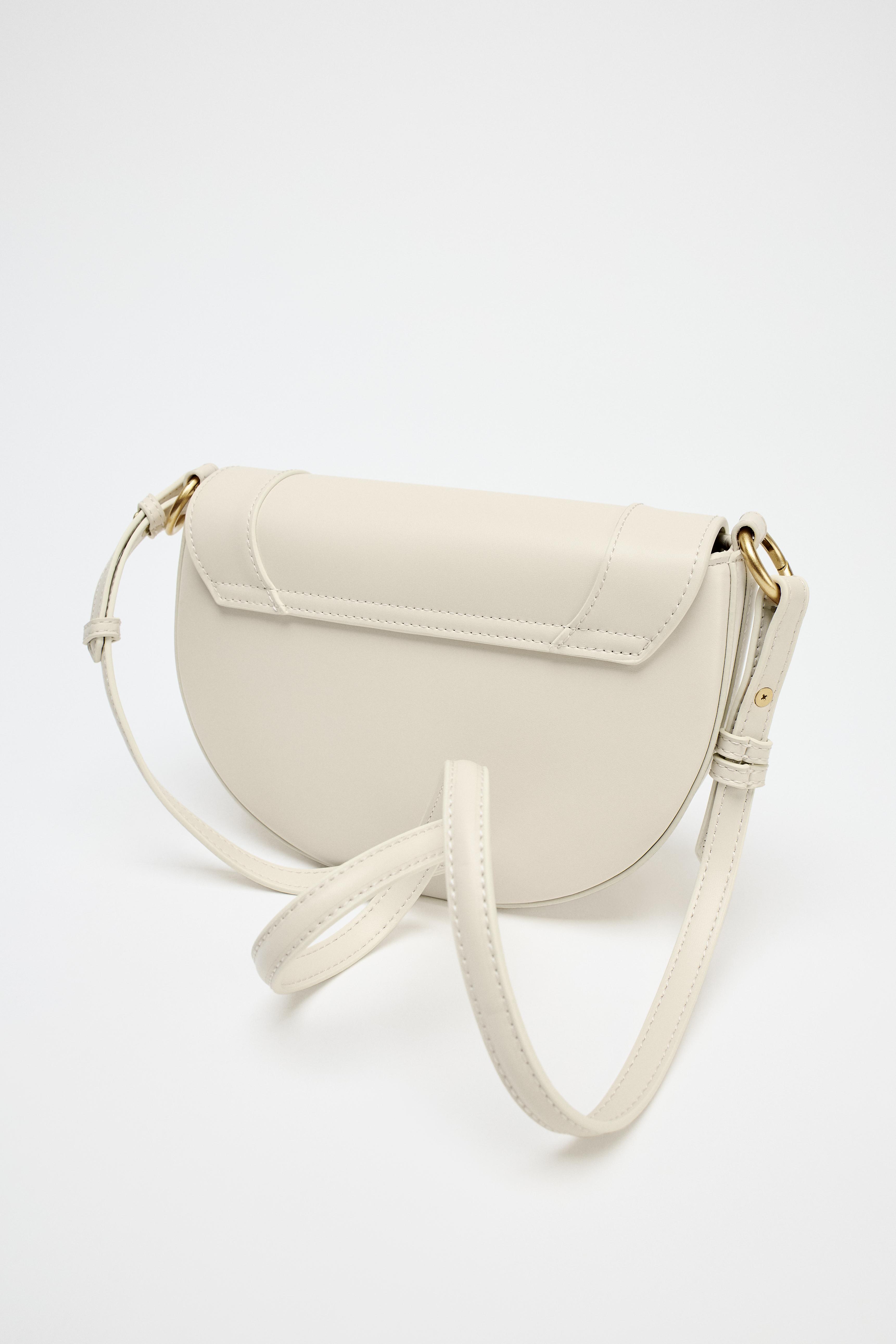 SAC BANDOULIÈRE À SURPIQÛRES CANVAS Écru ZARA Canada