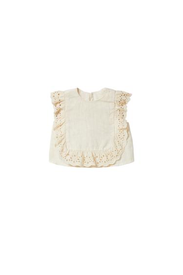 CAMISA LINO COMBINADA PUNTILLA