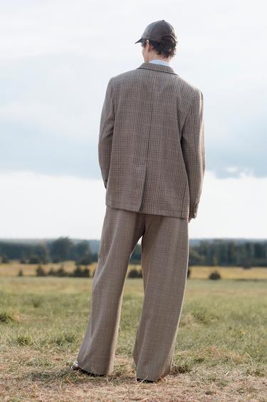 BLAZER DE COSTUME À CARREAUX EN LAINE ÉDITION LIMITÉE - Marron de Zara - Image 3