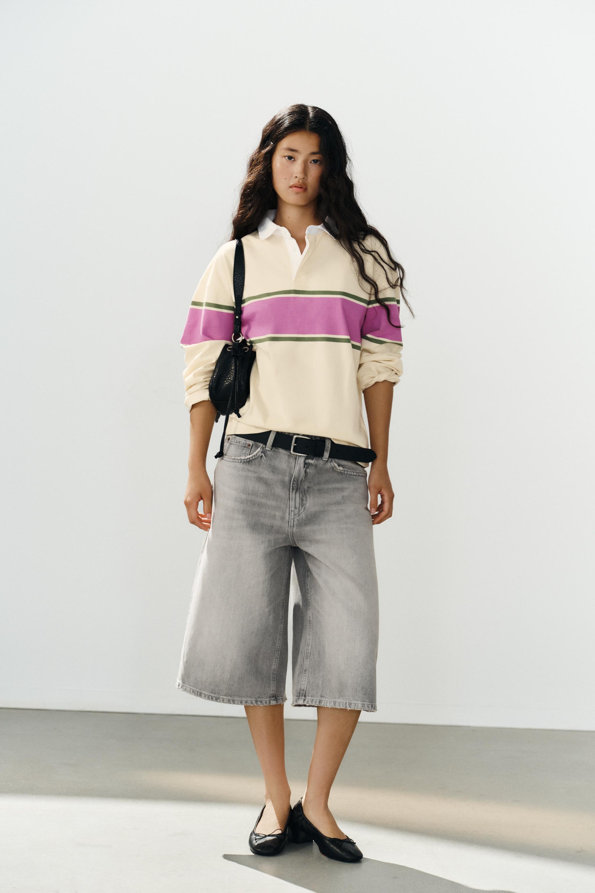CONTRAST STRIPED POLO SHIRT — Ecru (alternate view)