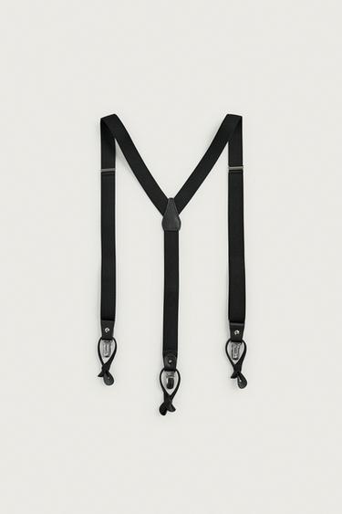 LEATHER DETAIL SUSPENDERS — Black 1