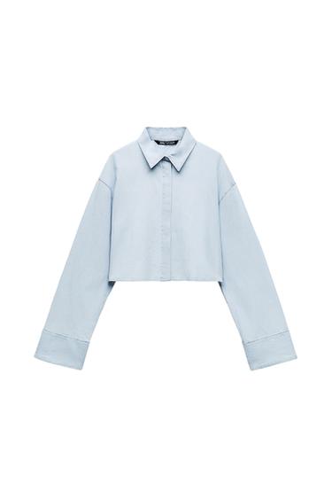 CROSS-BACK CROPPED SHIRT