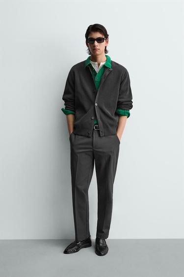 シェニール織りテクスチャーカーディガングレーZaraのシェニール織りテクスチャーカーディガン - グレー 