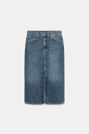 ZW COLLECTION DENIM SKIRT WITH SLIT - Blue by Zara - Image 6