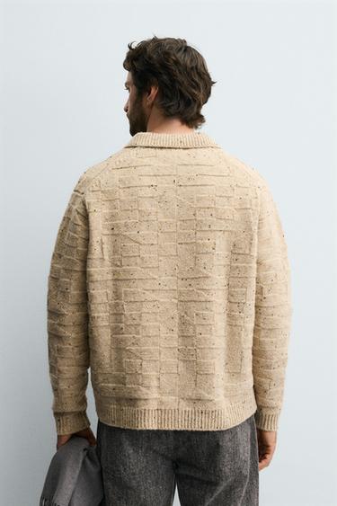 POLO EN MAILLE DE LAINE BOUTONNÉ - Beige / Marron clair de Zara - Image 3