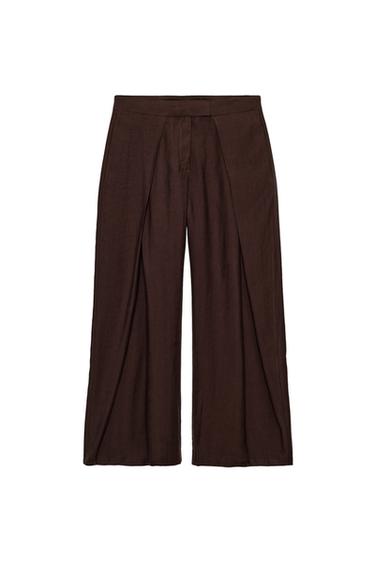 PANTALÓN FLUIDO PINZAS ZW COLLECTION - Marrón de Zara