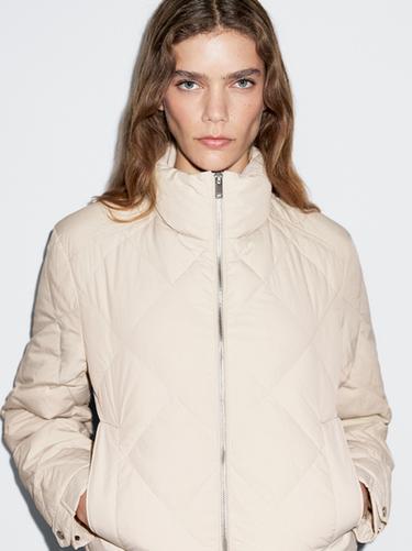Zara Short puffer jacket - Ecru