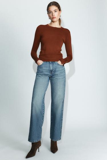 Zara BUTTON KNIT JUMPER - Mocha