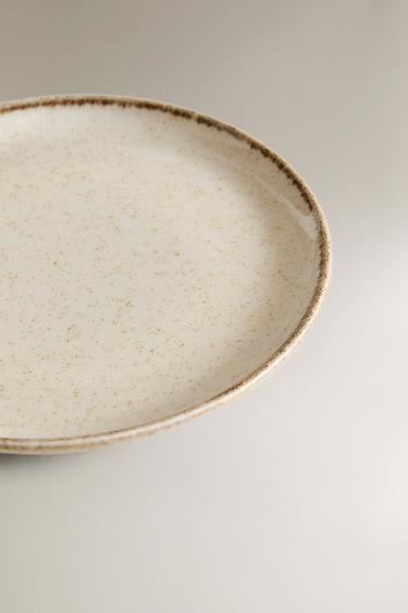 PORCELAIN SIDE PLATE WITH ANTIQUE FINISH RIM - Light ecru by Zara - Image 2