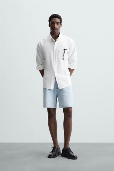 BERMUDA DENIM REGULAR FIT - Azul claro de Zara