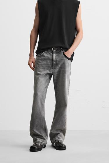 JEANS FLARE FIT - Gris de Zara