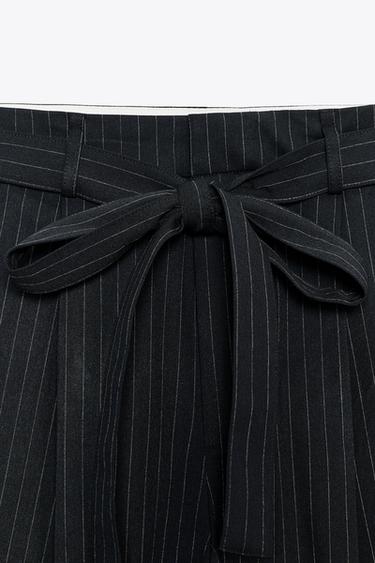 PLEATED TROUSERS WITH BELT - Navy blue by Zara