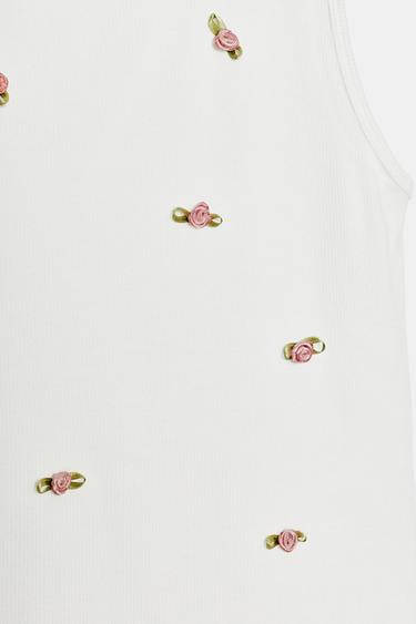 FLORAL SLEEVELESS TOP - Oyster-white by Zara - Image 5