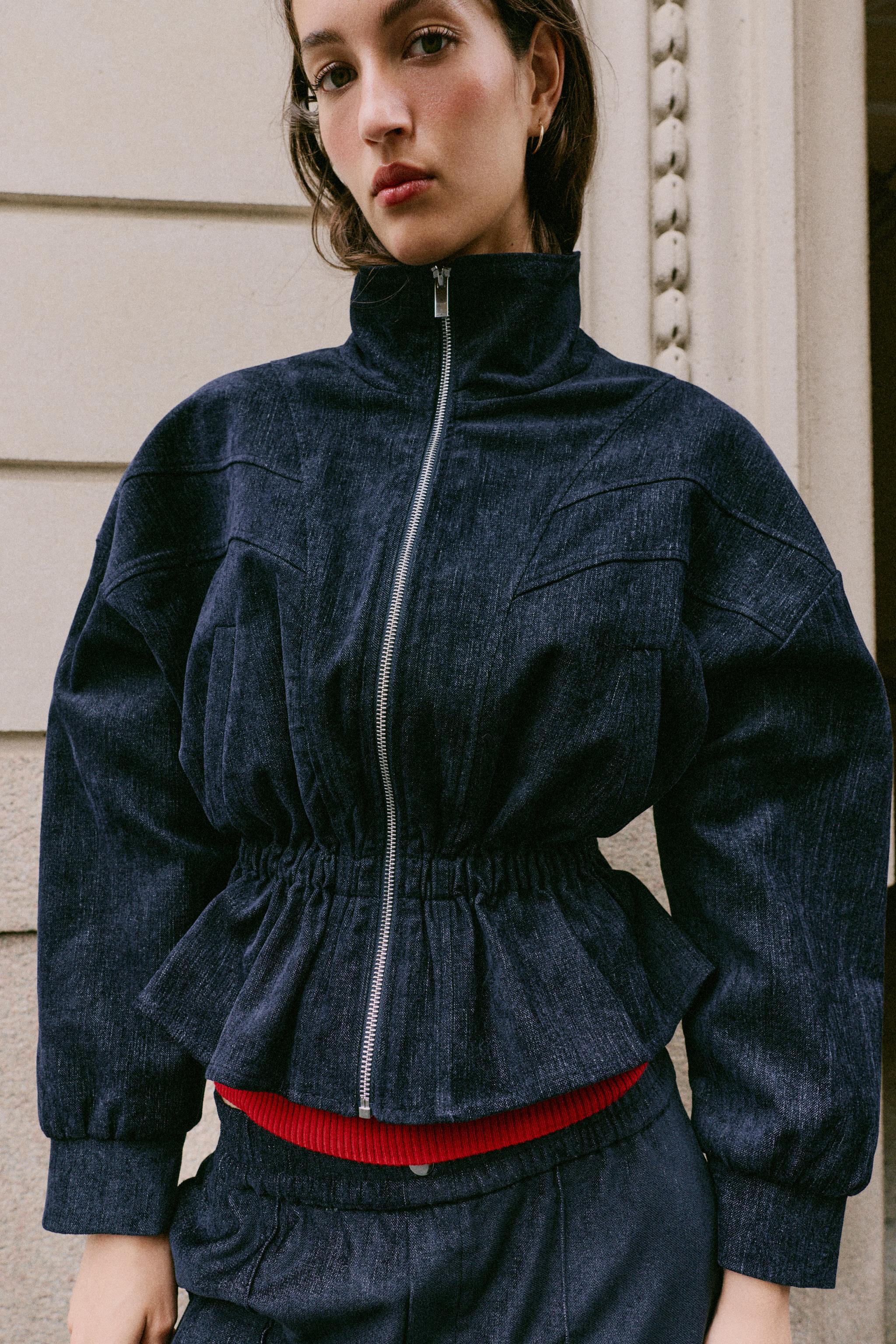 ELASTIC WAISTBAND PEPLUM JACKET