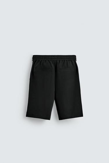 Zara CONTRAST STRIPE SHORTS - Black