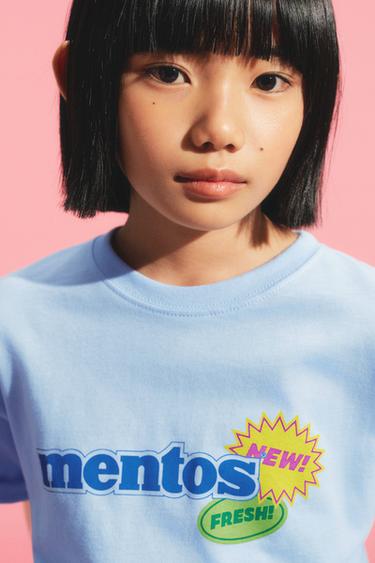 Zara 曼妥思印花 T 恤 - 天藍色