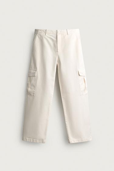 RELAXED FIT CARGO TROUSERS - Oyster-white by Zara