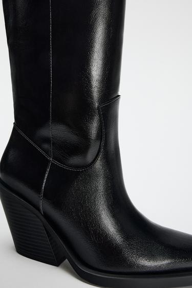 COWBOY HEEL BOOTS - Black by Zara
