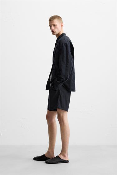PLEATED BERMUDA SHORTS WITH BELT - Blue by Zara - Image 3