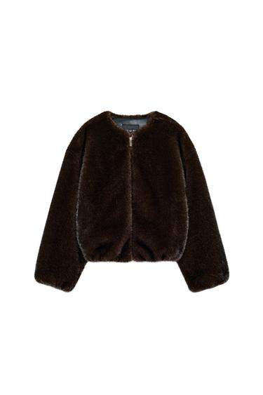 FAUX FUR BOMBER JACKET