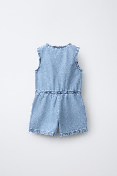 COMBINAISON COURTE EN DENIM AVEC NŒUDS - Bleu clair de Zara - Image 1