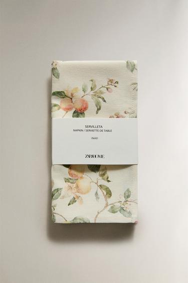 BOTANICAL PRINT NAPKINS (PACK OF 2) - Greens by Zara - Image 4