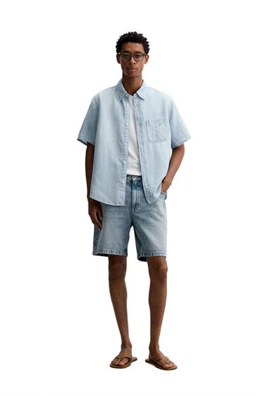 CAMISA LIGERA DENIM - Azul claro de Zara